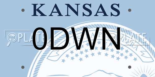 0DWN Kansas License Plate