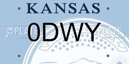 0DWY Kansas License Plate