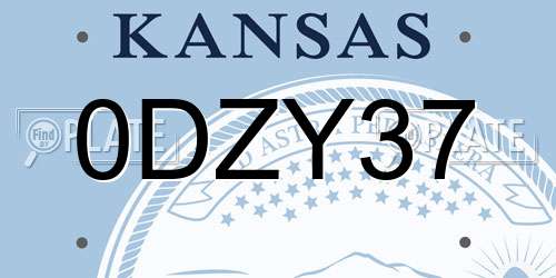 0DZY37 Kansas License Plate