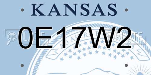 0E17W2 Kansas License Plate