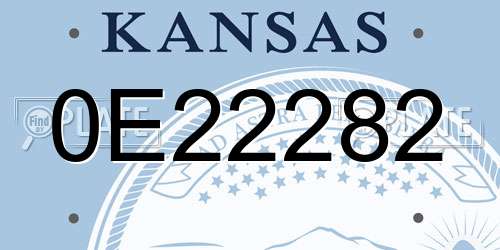 0E22282 Kansas License Plate