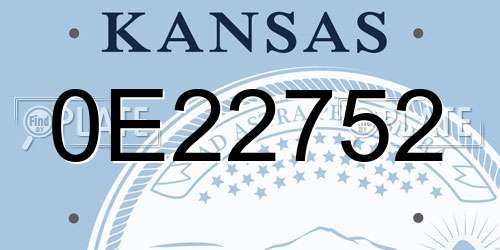 0E22752 Kansas License Plate
