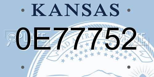 0E77752 Kansas License Plate