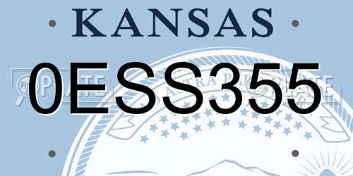 0ESS355 Kansas License Plate