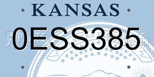 0ESS385 Kansas License Plate