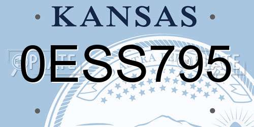 0ESS795 Kansas License Plate