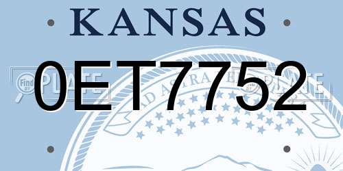 0ET7752 Kansas License Plate