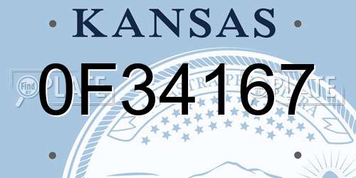 0F34167 Kansas License Plate