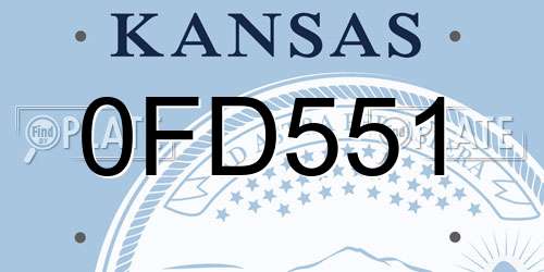 0FD551 Kansas License Plate
