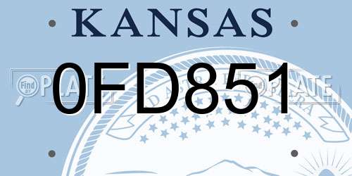 0FD851 Kansas License Plate