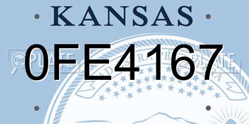 0FE4167 Kansas License Plate