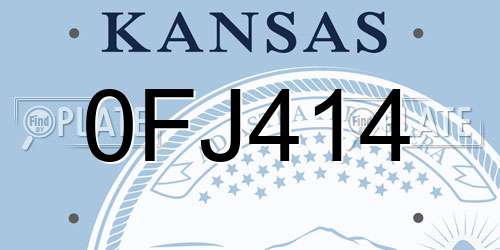 0FJ414 Kansas License Plate