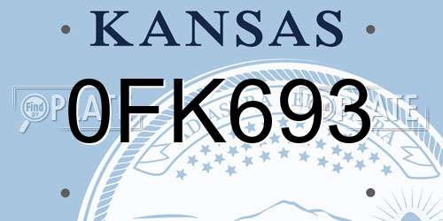 0FK693 Kansas License Plate