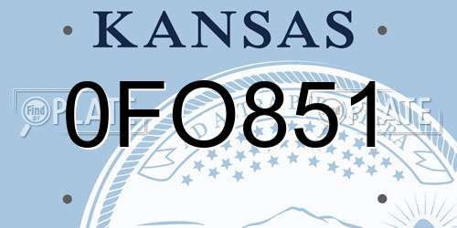 0FO851 Kansas License Plate
