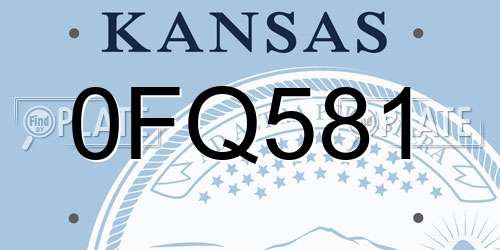 0FQ581 Kansas License Plate