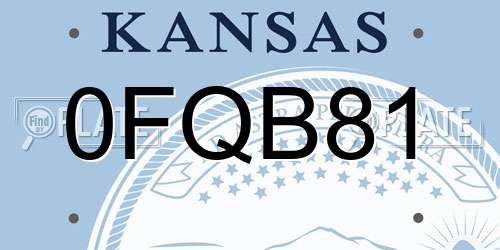 0FQB81 Kansas License Plate