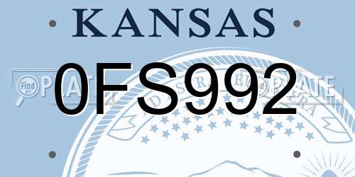 0FS992 Kansas License Plate