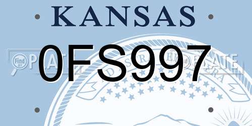 0FS997 Kansas License Plate