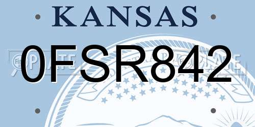 0FSR842 Kansas License Plate