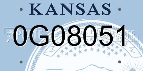 0G08051 Kansas License Plate