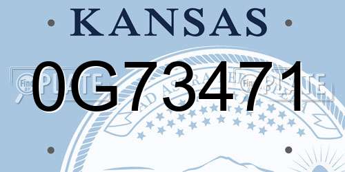 0G73471 Kansas License Plate