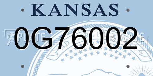 0G76002 Kansas License Plate