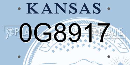 0G8917 Kansas License Plate