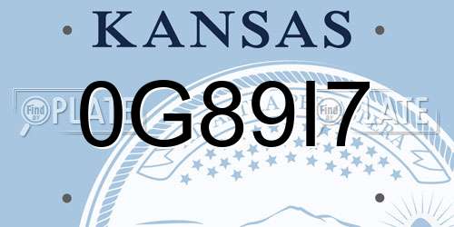 0G89I7 Kansas License Plate