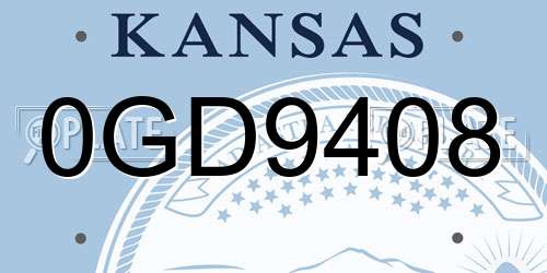 0GD9408 Kansas License Plate