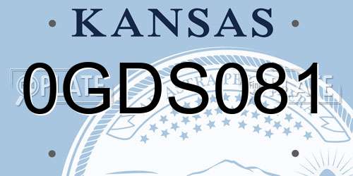 0GDS081 Kansas License Plate