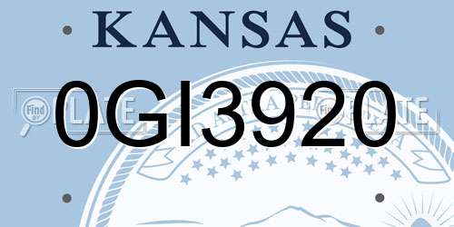 0GI3920 Kansas License Plate
