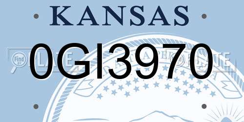 0GI3970 Kansas License Plate