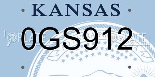 0GS912 Kansas License Plate