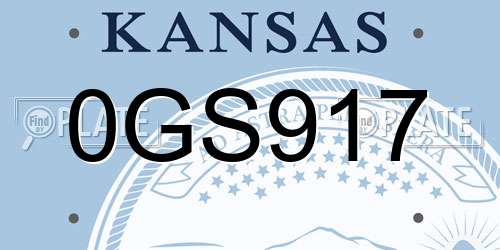0GS917 Kansas License Plate