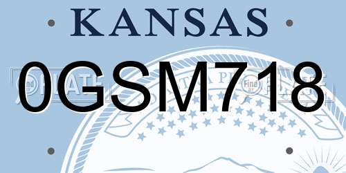 0GSM718 Kansas License Plate