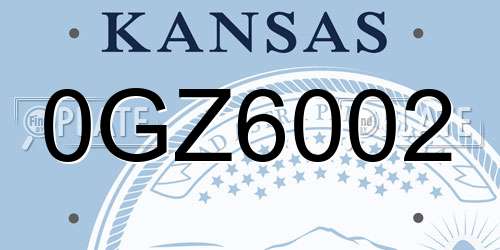 0GZ6002 Kansas License Plate