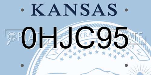 0HJC95 Kansas License Plate