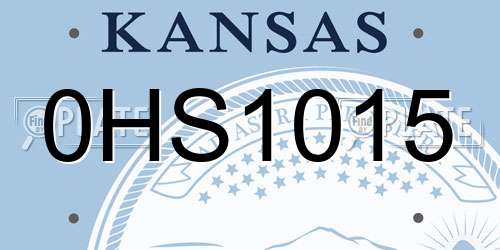 0HS1015 Kansas License Plate