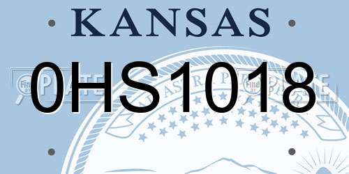 0HS1018 Kansas License Plate