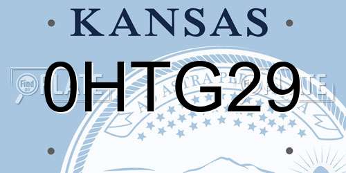 0HTG29 Kansas License Plate