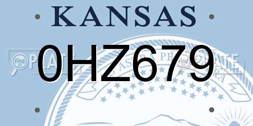 0HZ679 Kansas License Plate