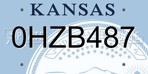 0HZB487 Kansas License Plate