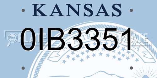 0IB3351 Kansas License Plate