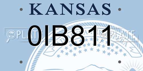 0IB811 Kansas License Plate