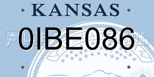 0IBE086 Kansas License Plate