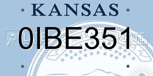 0IBE351 Kansas License Plate