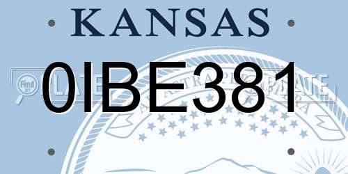 0IBE381 Kansas License Plate