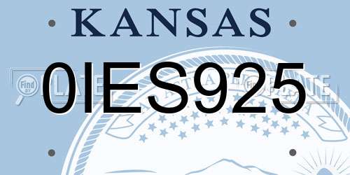0IES925 Kansas License Plate