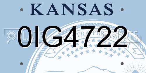0IG4722 Kansas License Plate