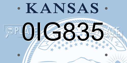 0IG835 Kansas License Plate